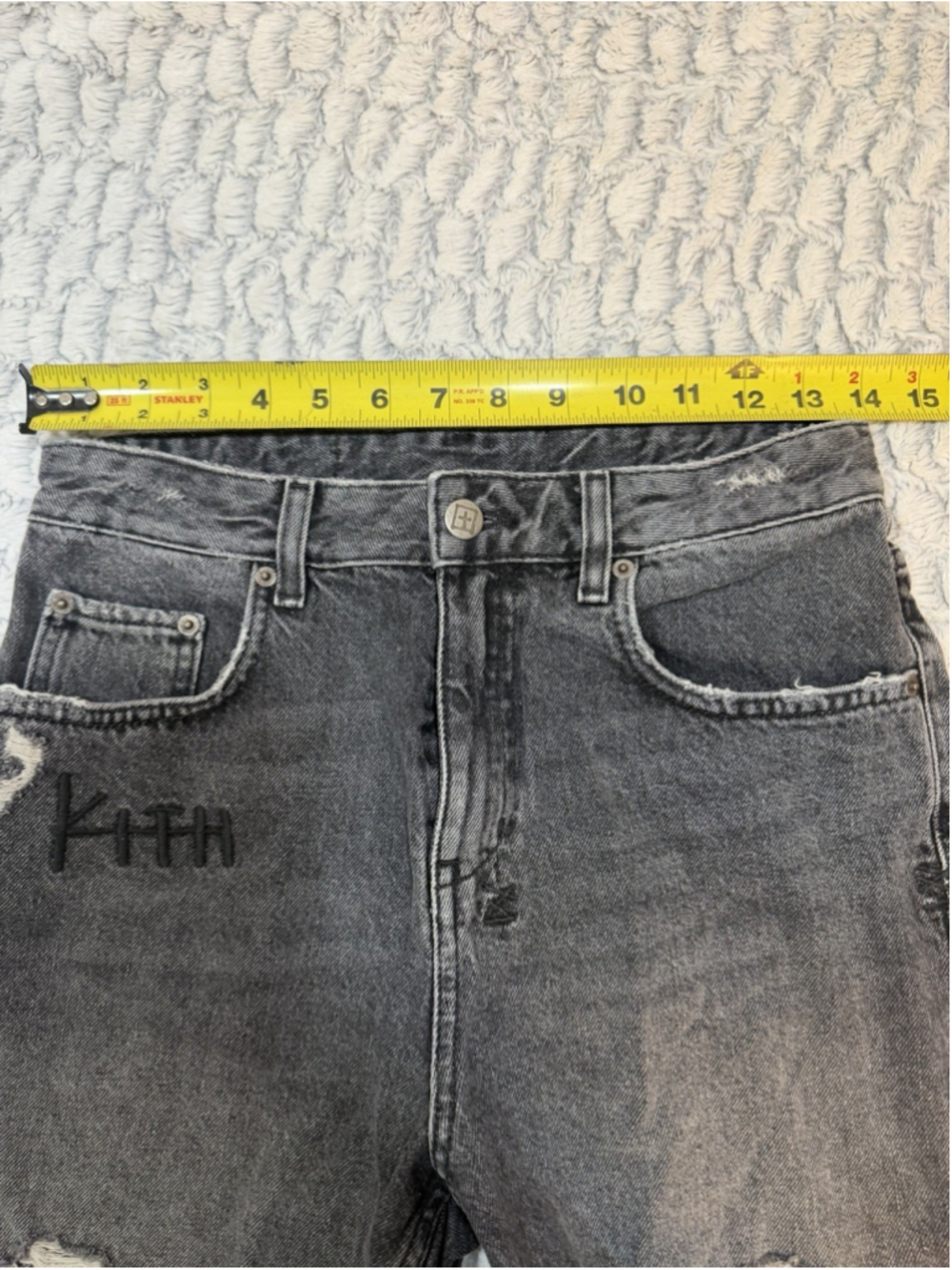 Ksubi Men's Black Distressed Denim Shorts Cotton Button 5-Pocket Flat Front - Picture 2 of 9